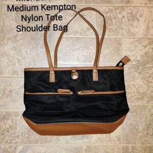 Michael Kors Black and Brown Nylon Kempton Tote